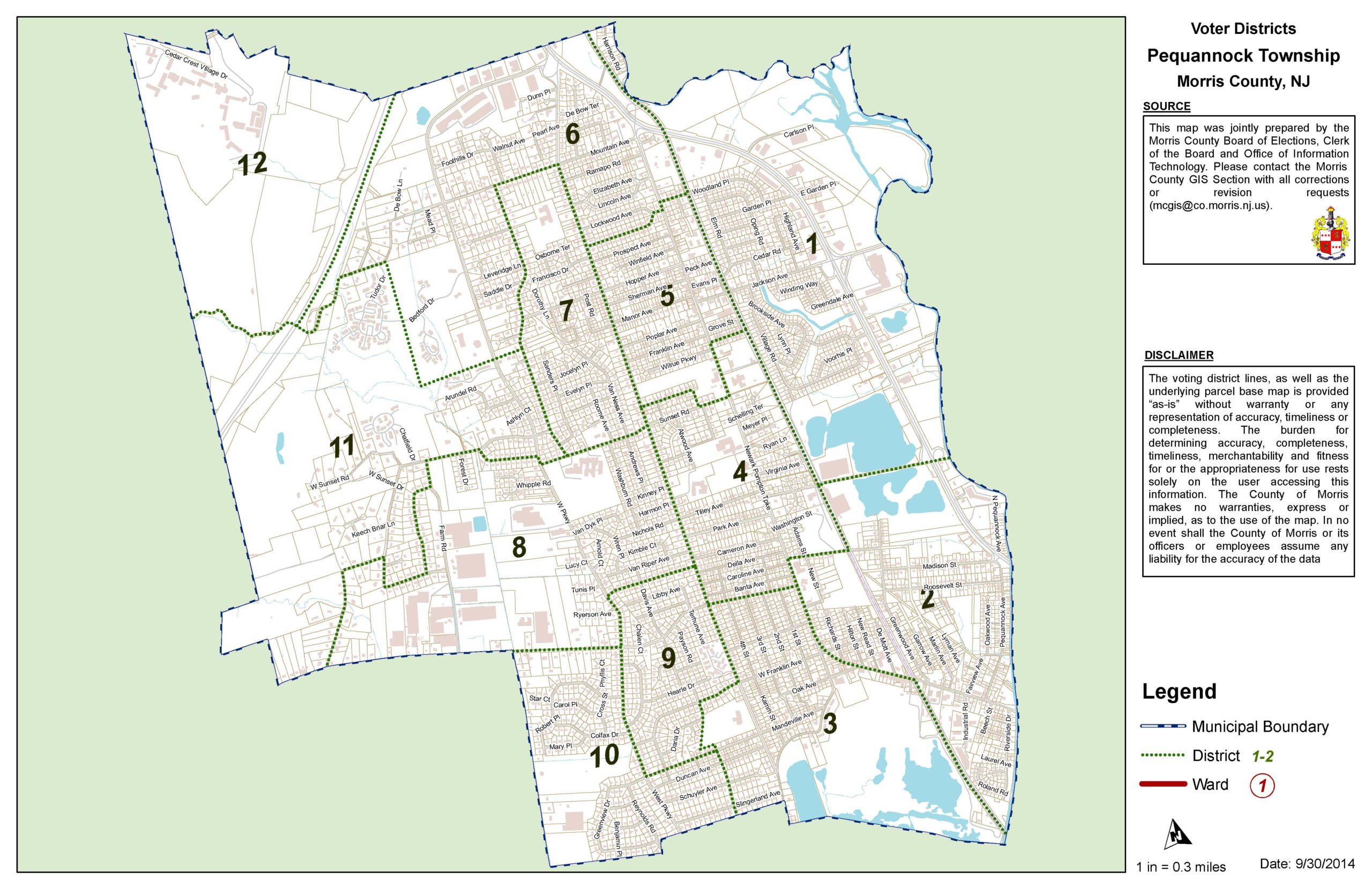 Map of voting districts in Pequannock