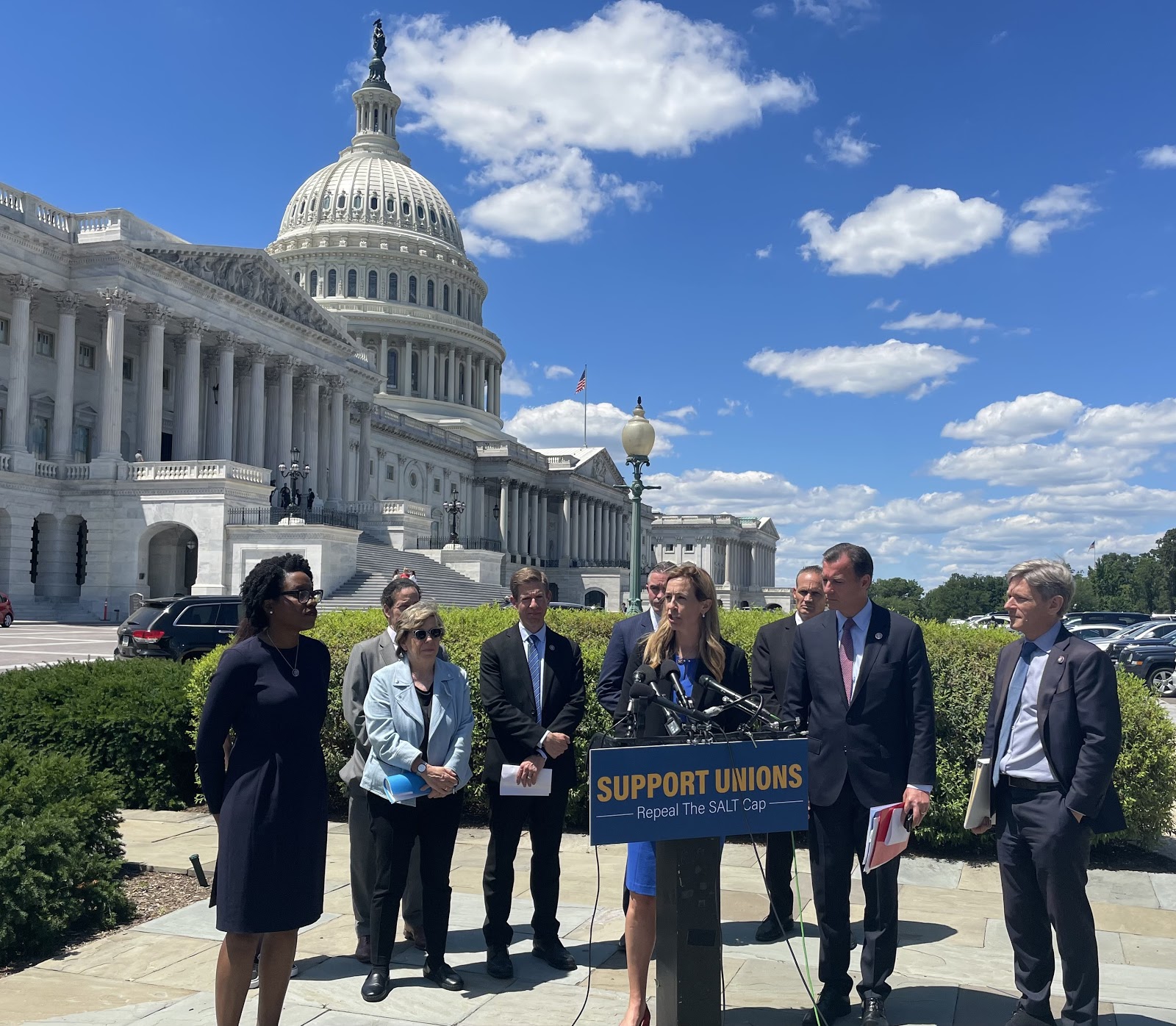 Mikie Sherrill speaking in Washington about SALT